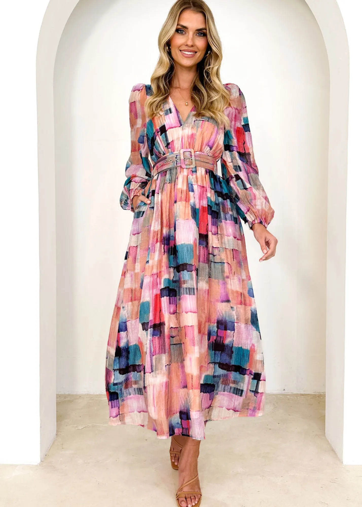 Women Gingham & Heels Midi>Absera Midi Dress