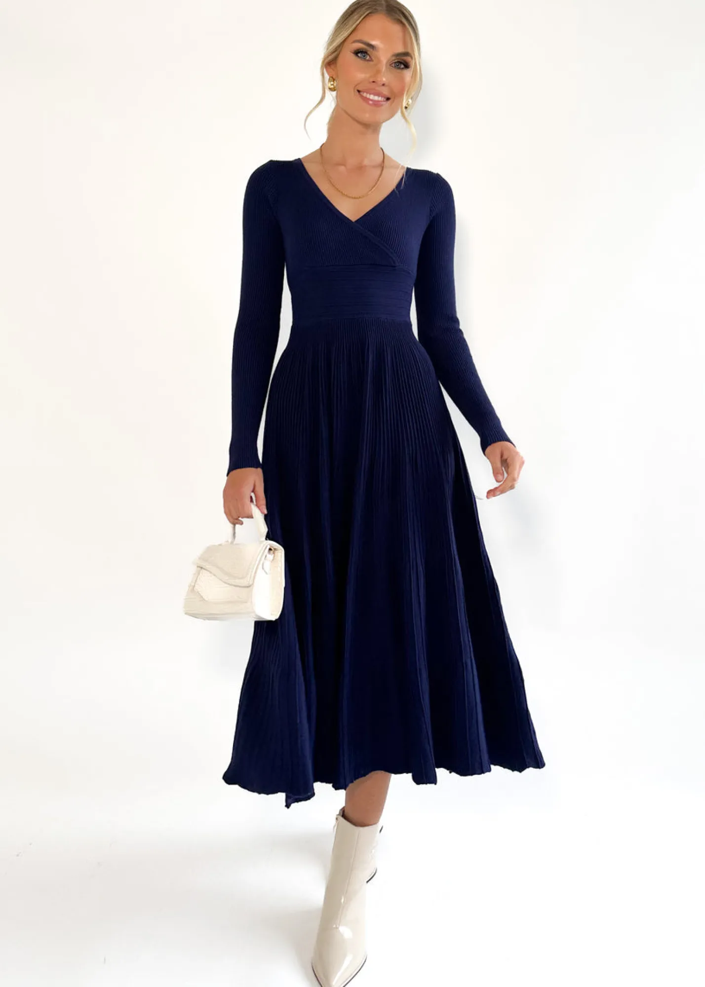 Women Gingham & Heels Knit Dresses>Alise Knit Midi Dress
