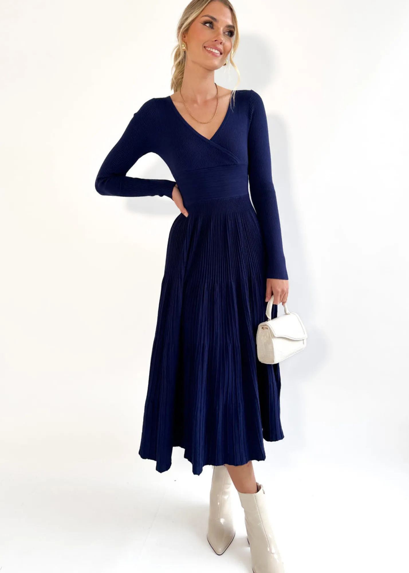 Women Gingham & Heels Knit Dresses>Alise Knit Midi Dress