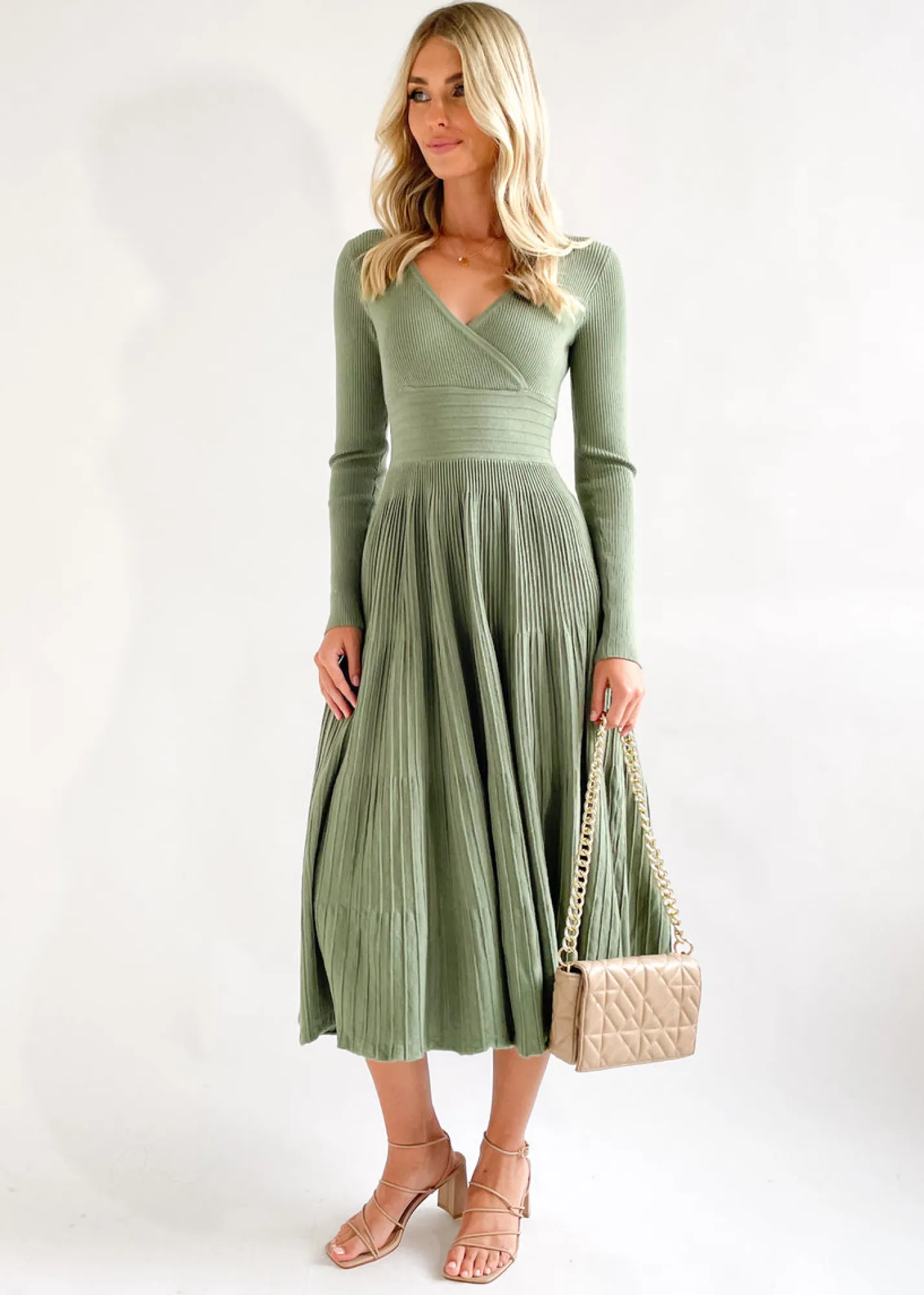 Women Gingham & Heels Knit Dresses>Alise Knit Midi Dress