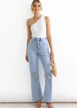 Women Gingham & Heels Jeans><noscript><img width=