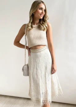 Women Gingham & Heels Skirts>Andree Lace Midi Skirt