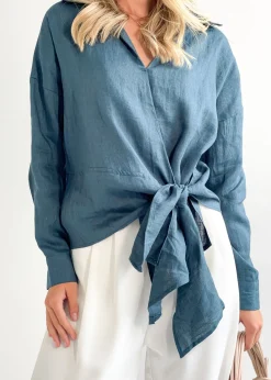Women Gingham & Heels Blouses>Arie Linen Blouse