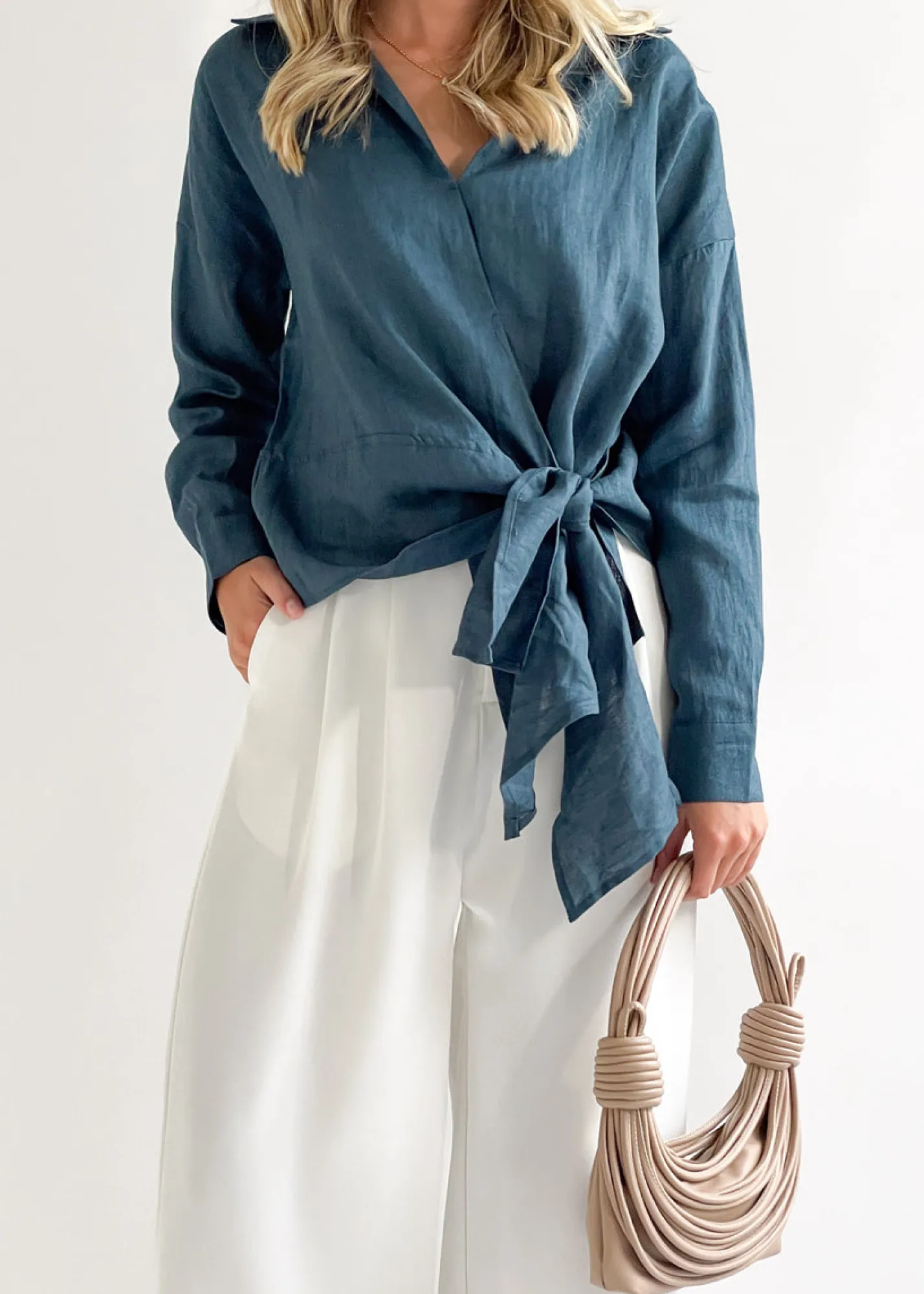 Women Gingham & Heels Blouses>Arie Linen Blouse