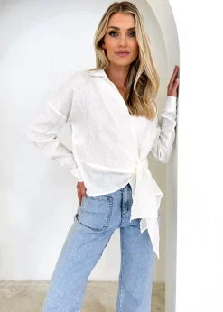 Women Gingham & Heels Blouses>Arie Linen Blouse