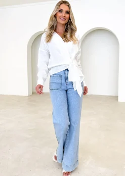 Women Gingham & Heels Blouses>Arie Linen Blouse