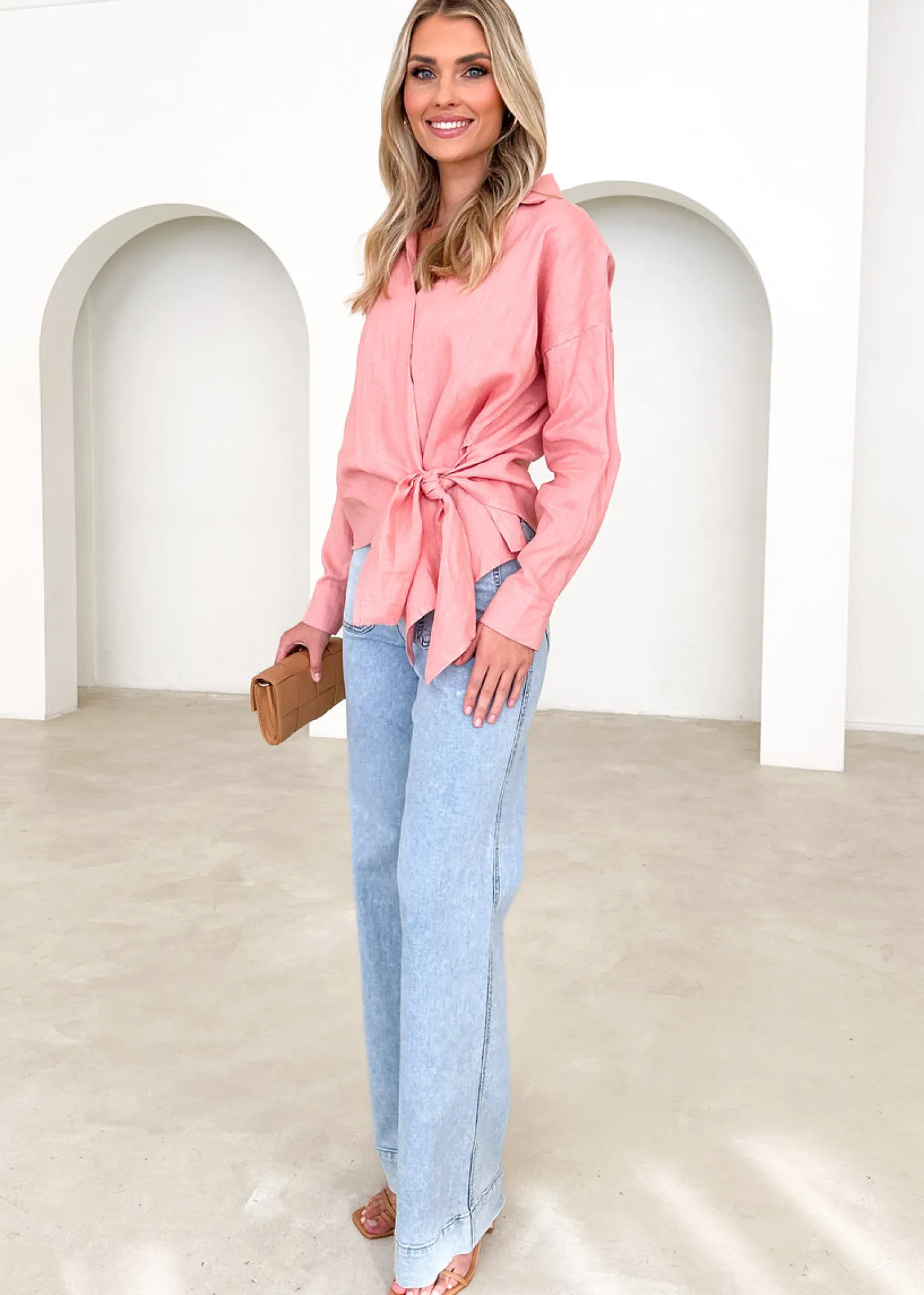 Women Gingham & Heels Blouses>Arie Linen Blouse