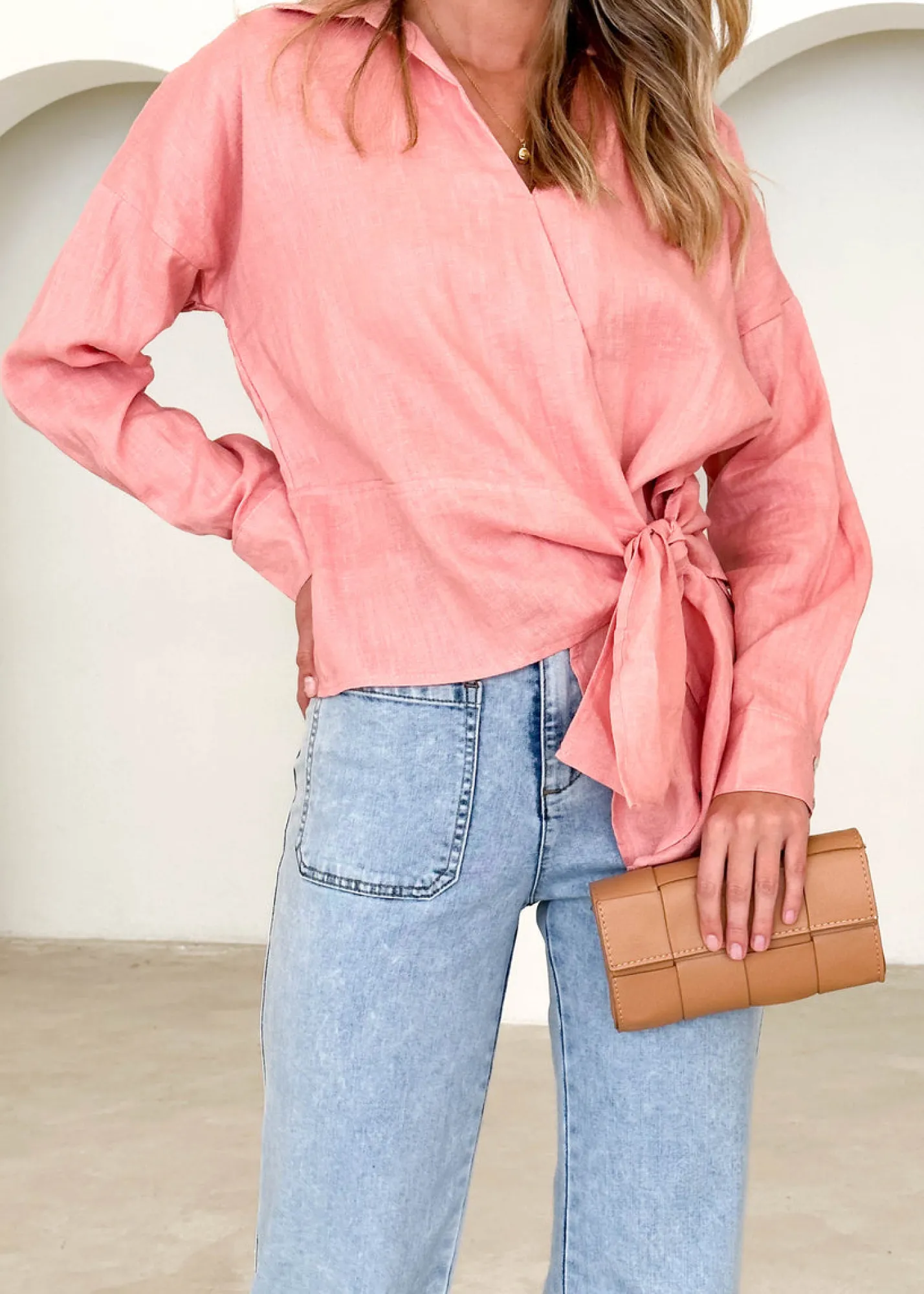 Women Gingham & Heels Blouses>Arie Linen Blouse