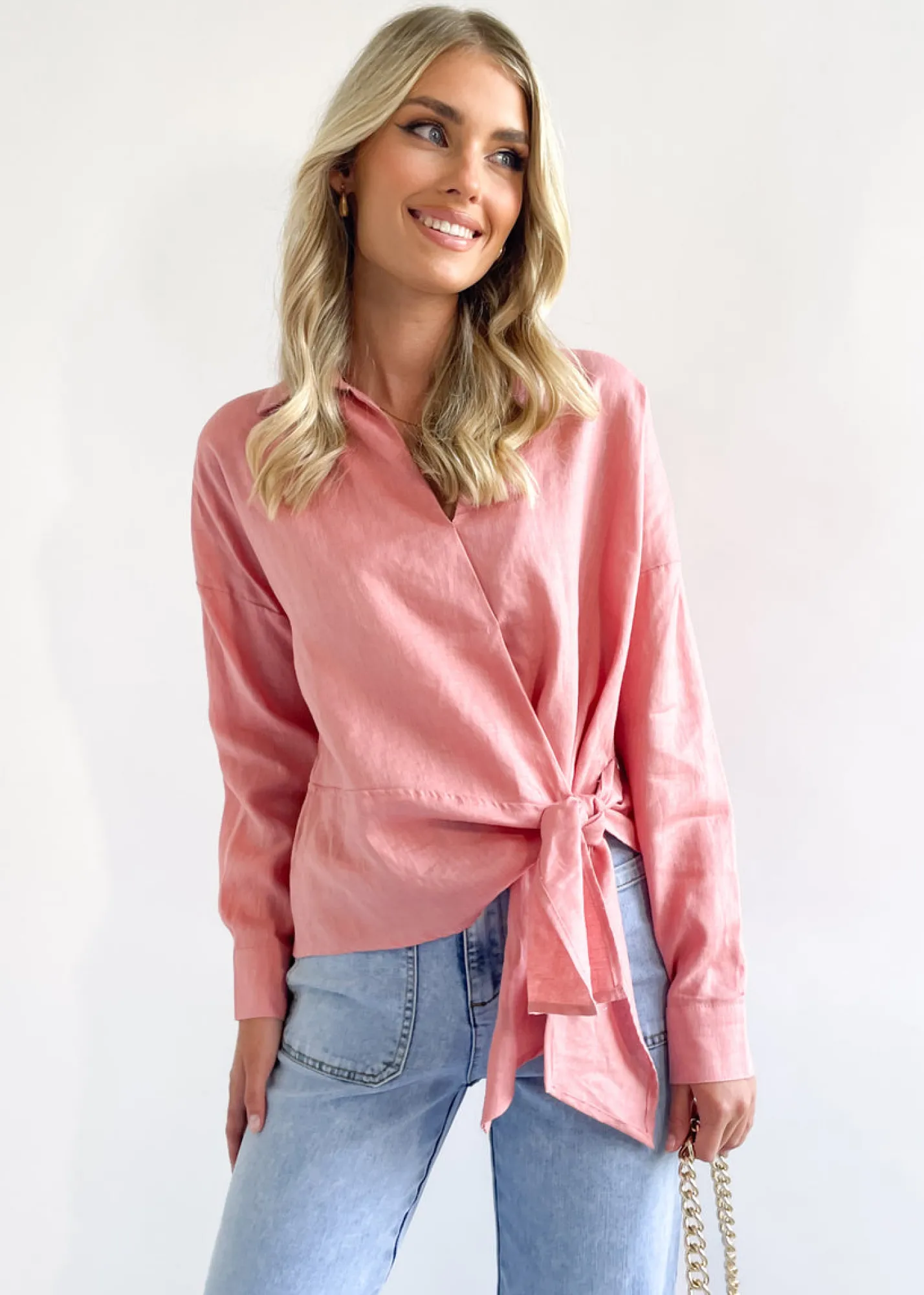 Women Gingham & Heels Blouses>Arie Linen Blouse