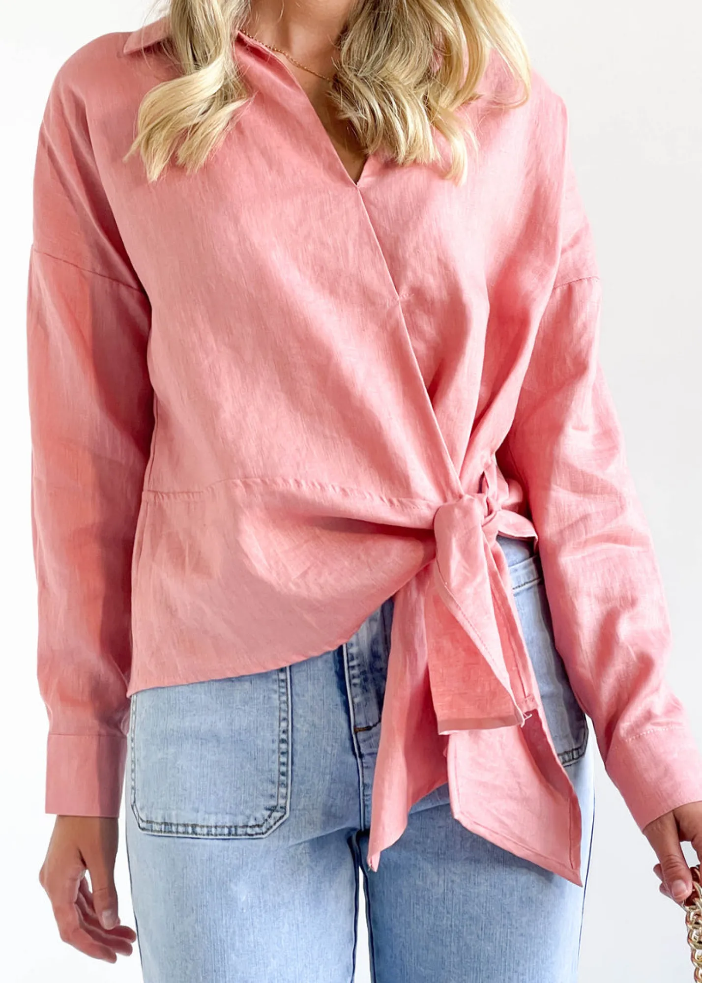 Women Gingham & Heels Blouses>Arie Linen Blouse