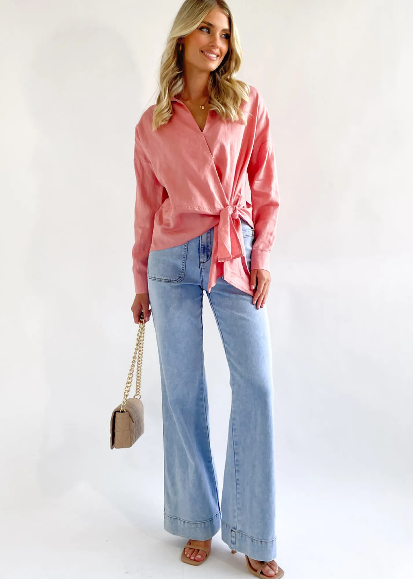 Women Gingham & Heels Blouses>Arie Linen Blouse