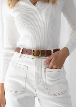 Women Gingham & Heels Belts>Aviana Leather Belt