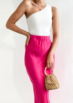 Women Gingham & Heels Skirts>Axara Cupro Midi Skirt