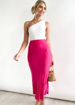 Women Gingham & Heels Skirts>Axara Cupro Midi Skirt