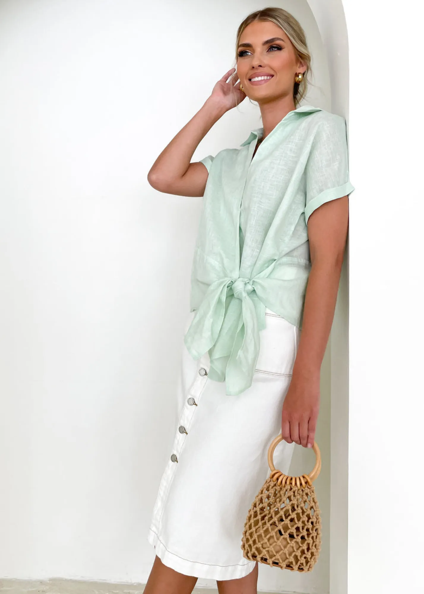 Women Gingham & Heels Shirts>Baker Linen Shirt