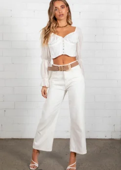 Women Gingham & Heels Blouses>Belle Cropped Blouse