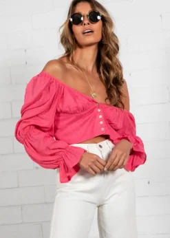 Women Gingham & Heels Blouses>Belle Cropped Blouse