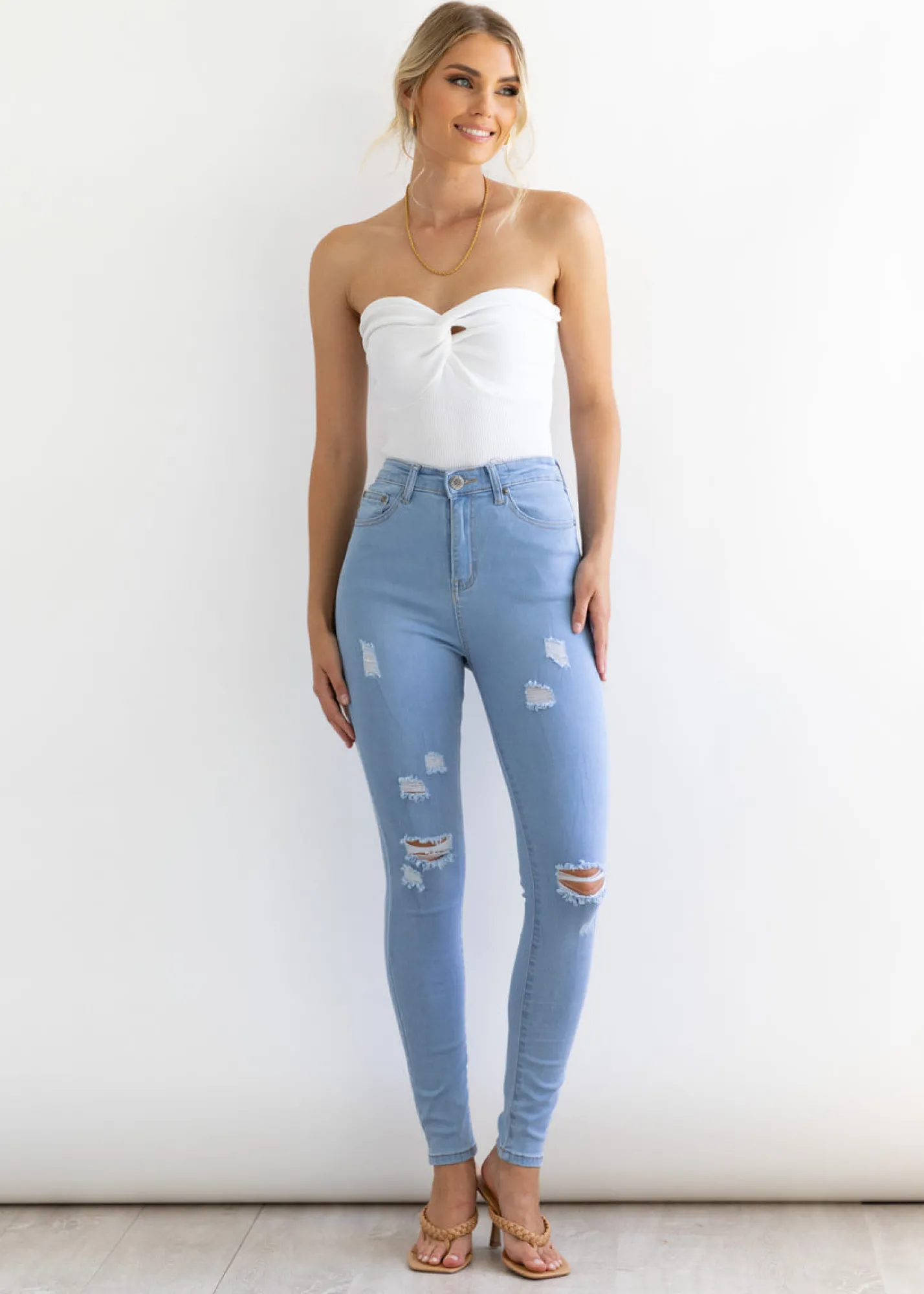 Women Gingham & Heels Jeans>Blanco Hi-Rise Jeans