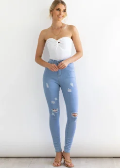 Women Gingham & Heels Jeans><noscript><img width=