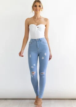 Women Gingham & Heels Jeans><noscript><img width=