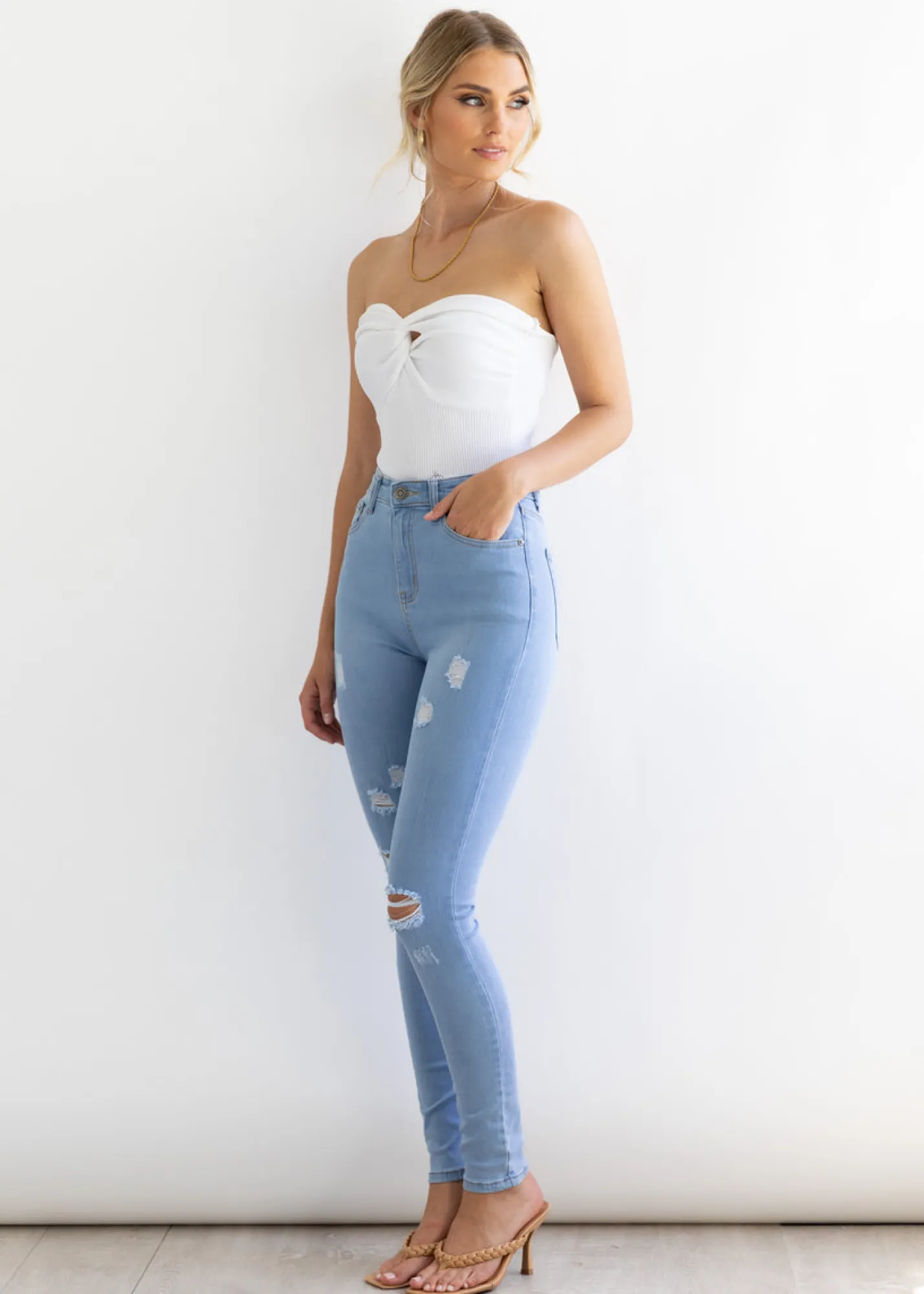 Women Gingham & Heels Jeans>Blanco Hi-Rise Jeans
