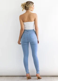 Women Gingham & Heels Jeans><noscript><img width=