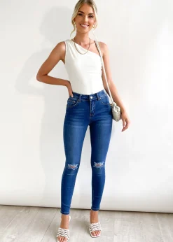 Women Gingham & Heels Jeans><noscript><img width=