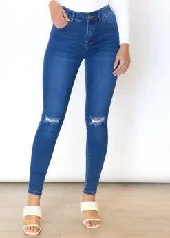 Women Gingham & Heels Jeans><noscript><img width=