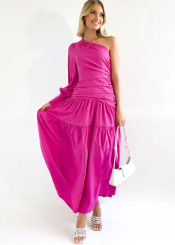 Women Gingham & Heels Maxi>Brynnie One Shoulder Maxi Dress