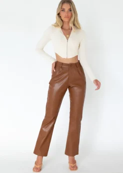 Women Gingham & Heels Crops>Bryton Longsleeve Knit Crop