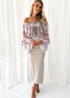 Women Gingham & Heels Off The Shoulder>Calypso Off Shoulder Blouse