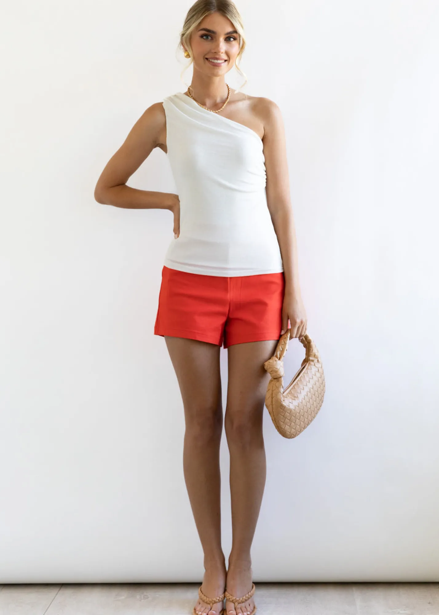 Women Gingham & Heels Basic Tops>Cecyl One Shoulder Top
