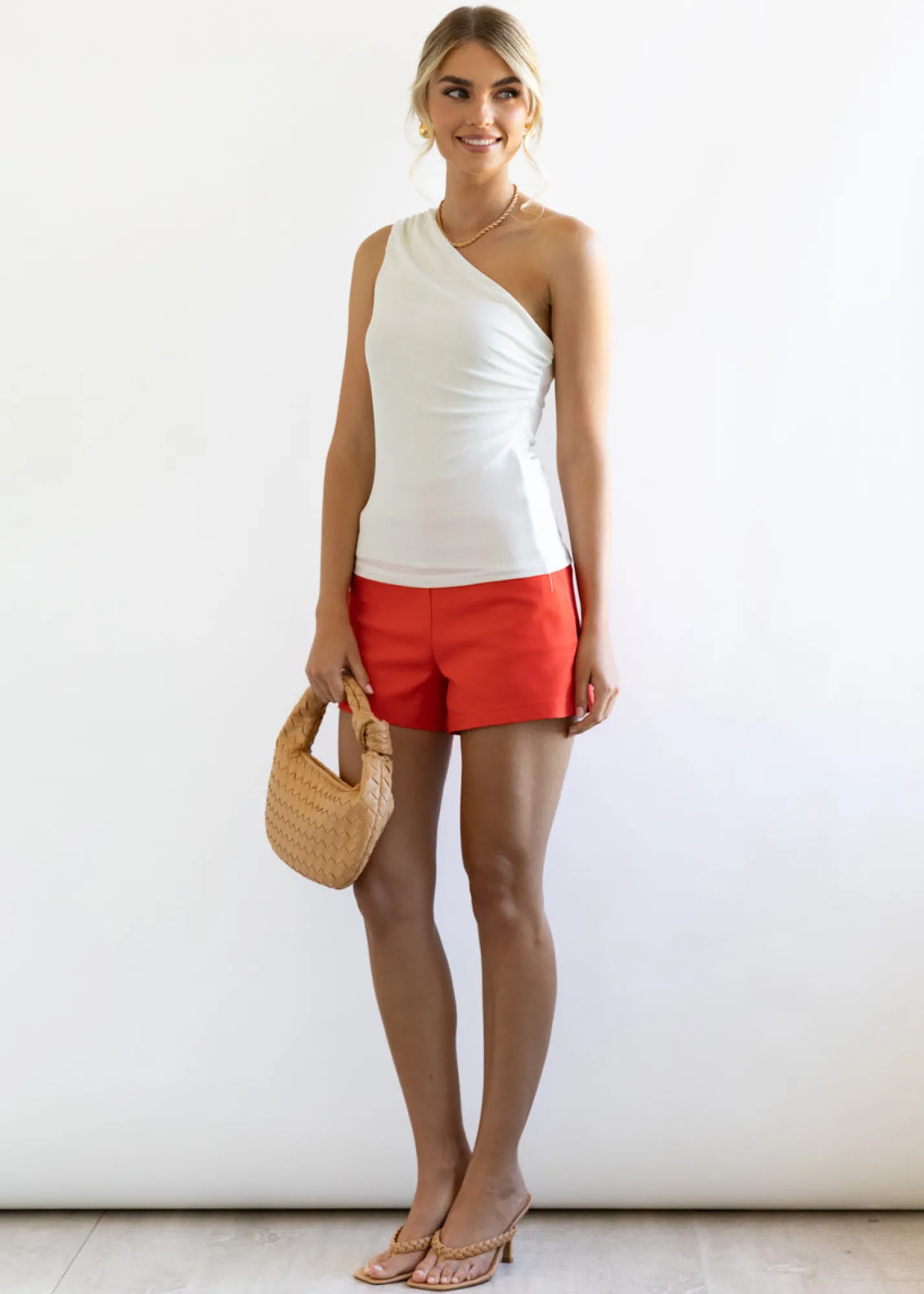 Women Gingham & Heels Basic Tops>Cecyl One Shoulder Top