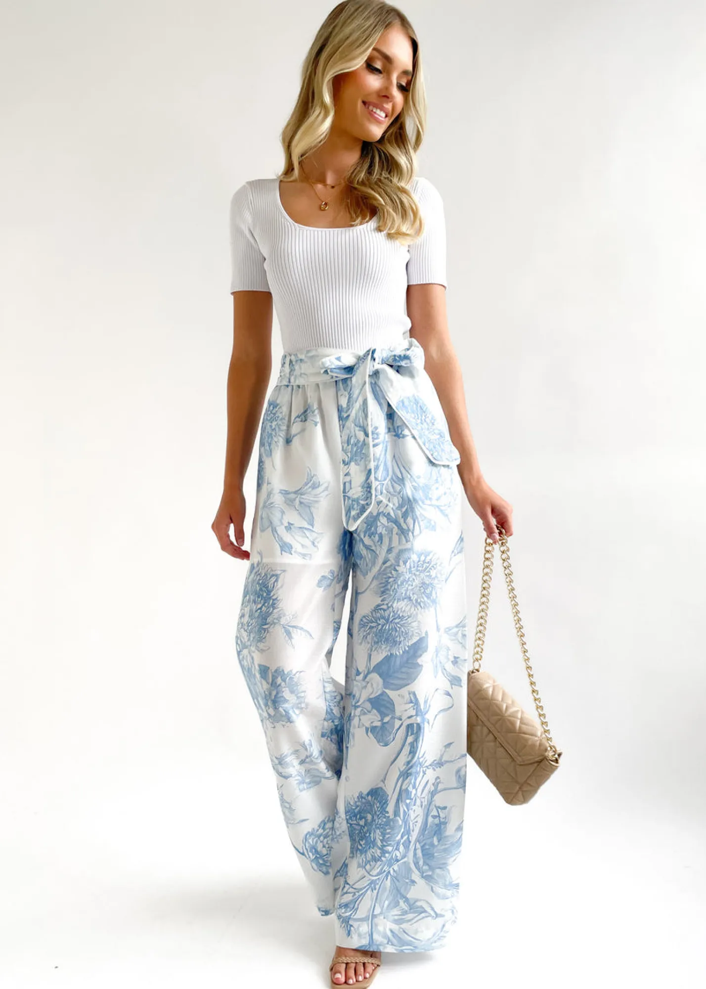 Women Gingham & Heels Pants>Chara Wide Leg Pants