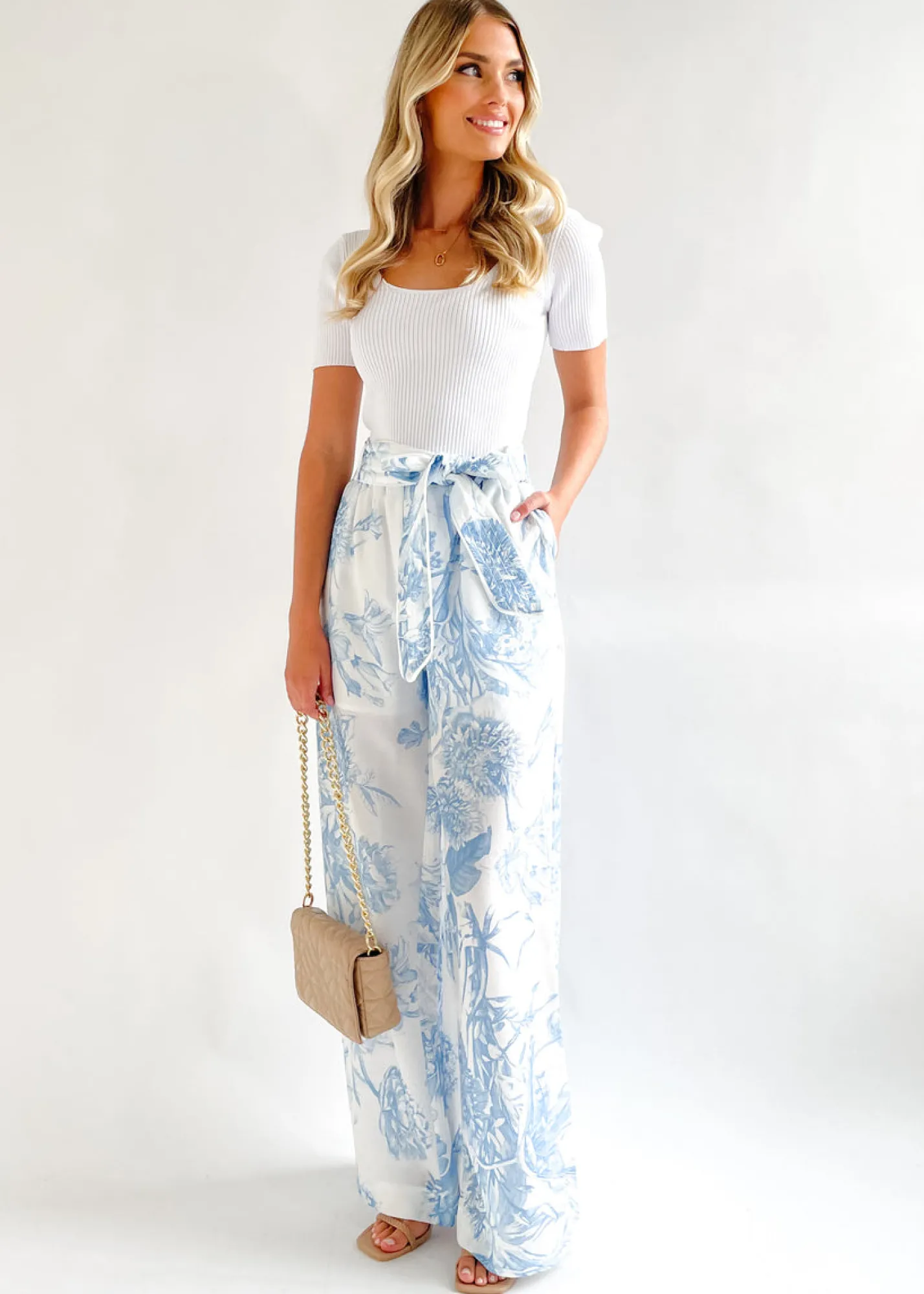 Women Gingham & Heels Pants>Chara Wide Leg Pants