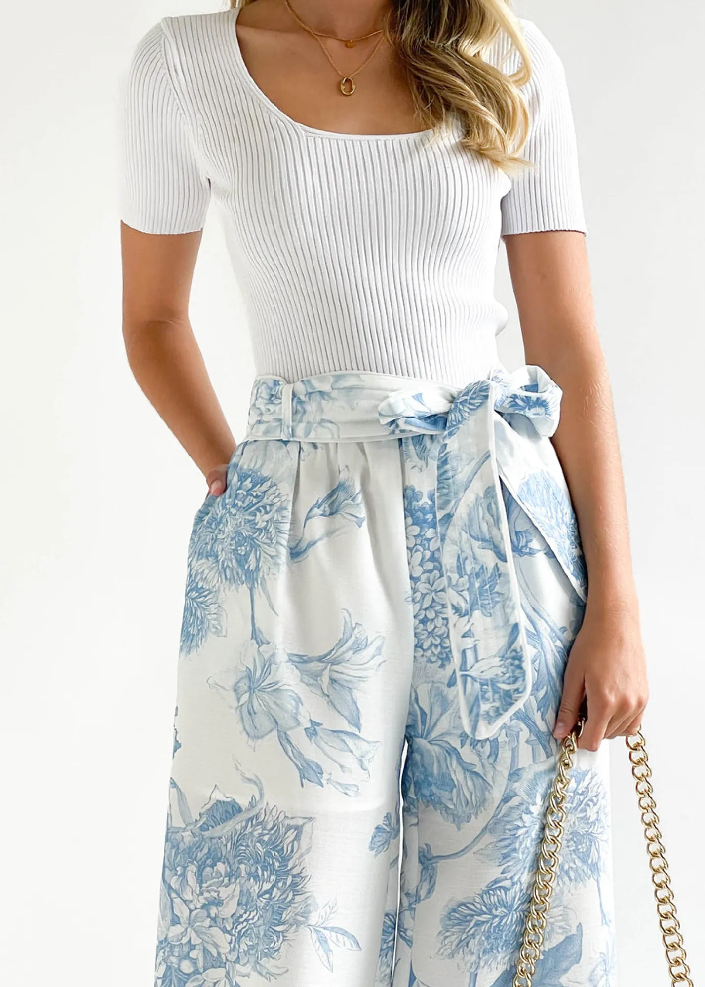Women Gingham & Heels Pants>Chara Wide Leg Pants