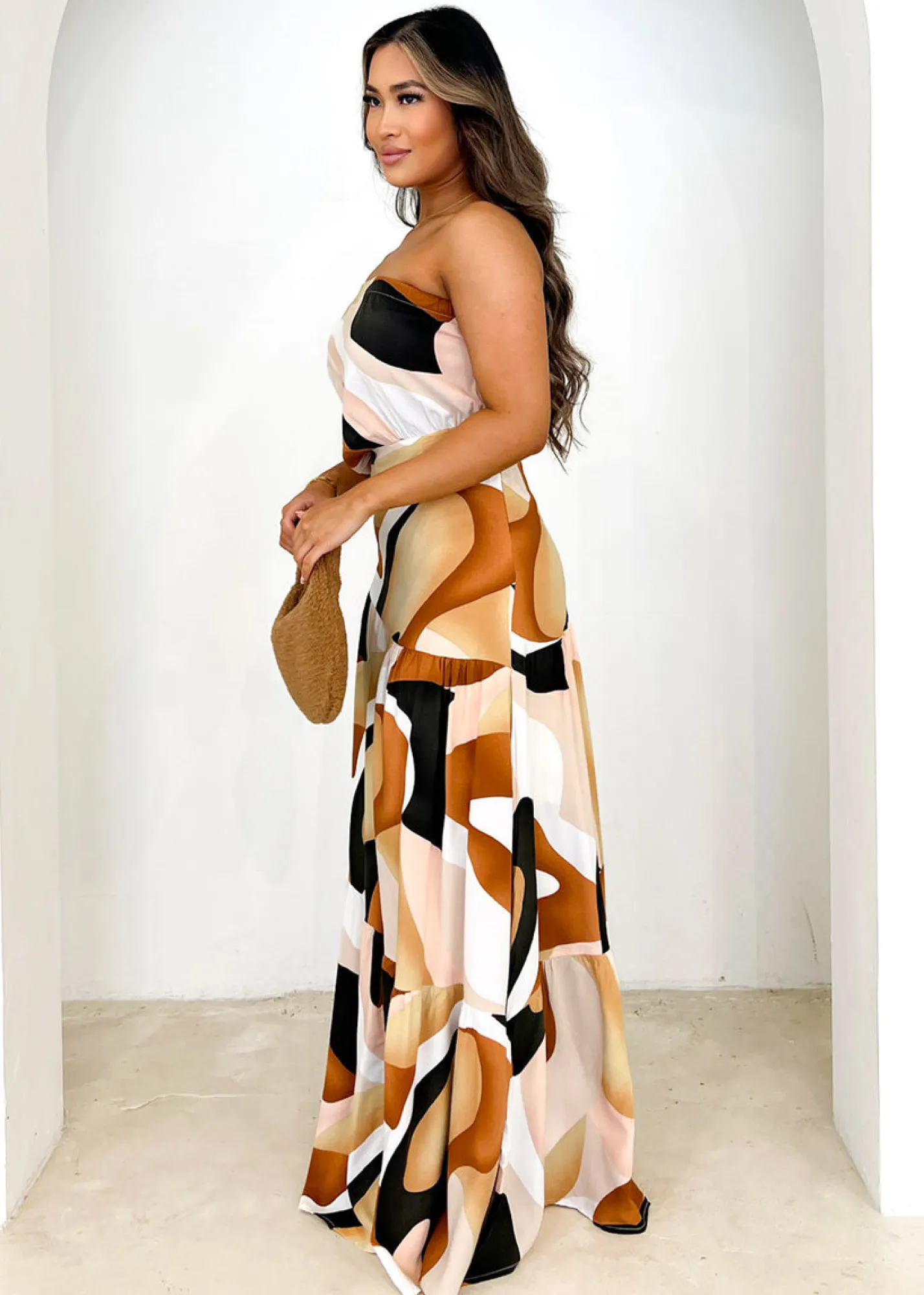 Women Gingham & Heels Maxi>Chi One Shoulder Maxi Dress