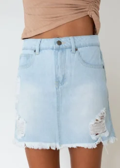 Women Gingham & Heels Skirts>Cindy Denim Mini Skirt