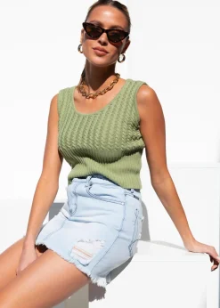 Women Gingham & Heels Knit Tops><noscript><img width=