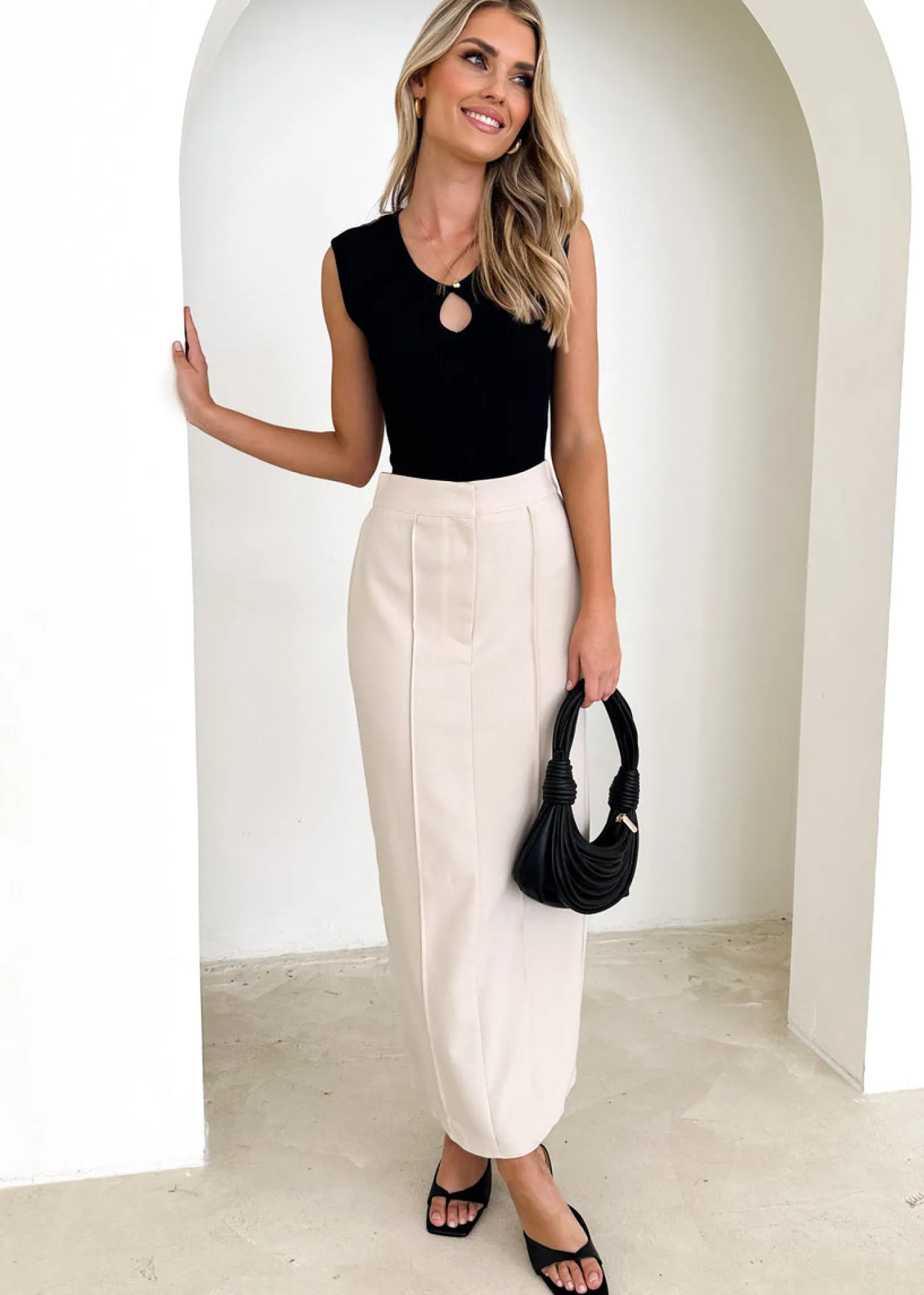 Women Gingham & Heels Sets>Corina Midi Skirt