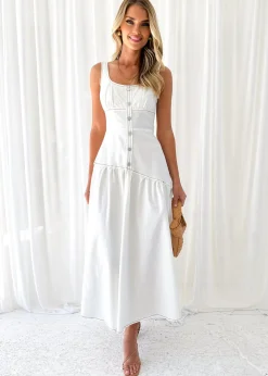 Women Gingham & Heels Midi>Dimmi Stretch Denim Midi Dress