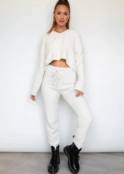 Women Gingham & Heels Knit Bottoms>Eli Hooded Knit Set