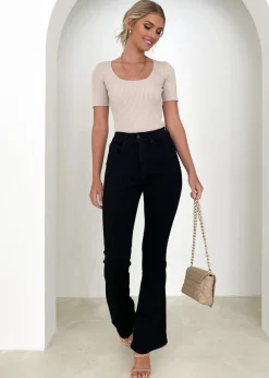 Women Gingham & Heels Jeans>Fowley Flared Stretch Jeans