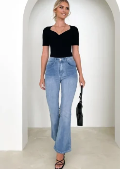 Women Gingham & Heels Jeans>Fowley Flared Stretch Jeans