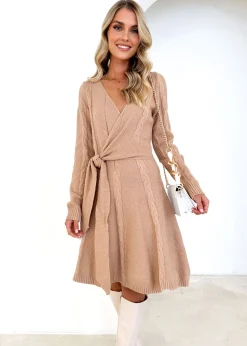 Women Gingham & Heels Knit Dresses>Gabriellah Tie Knit Dress