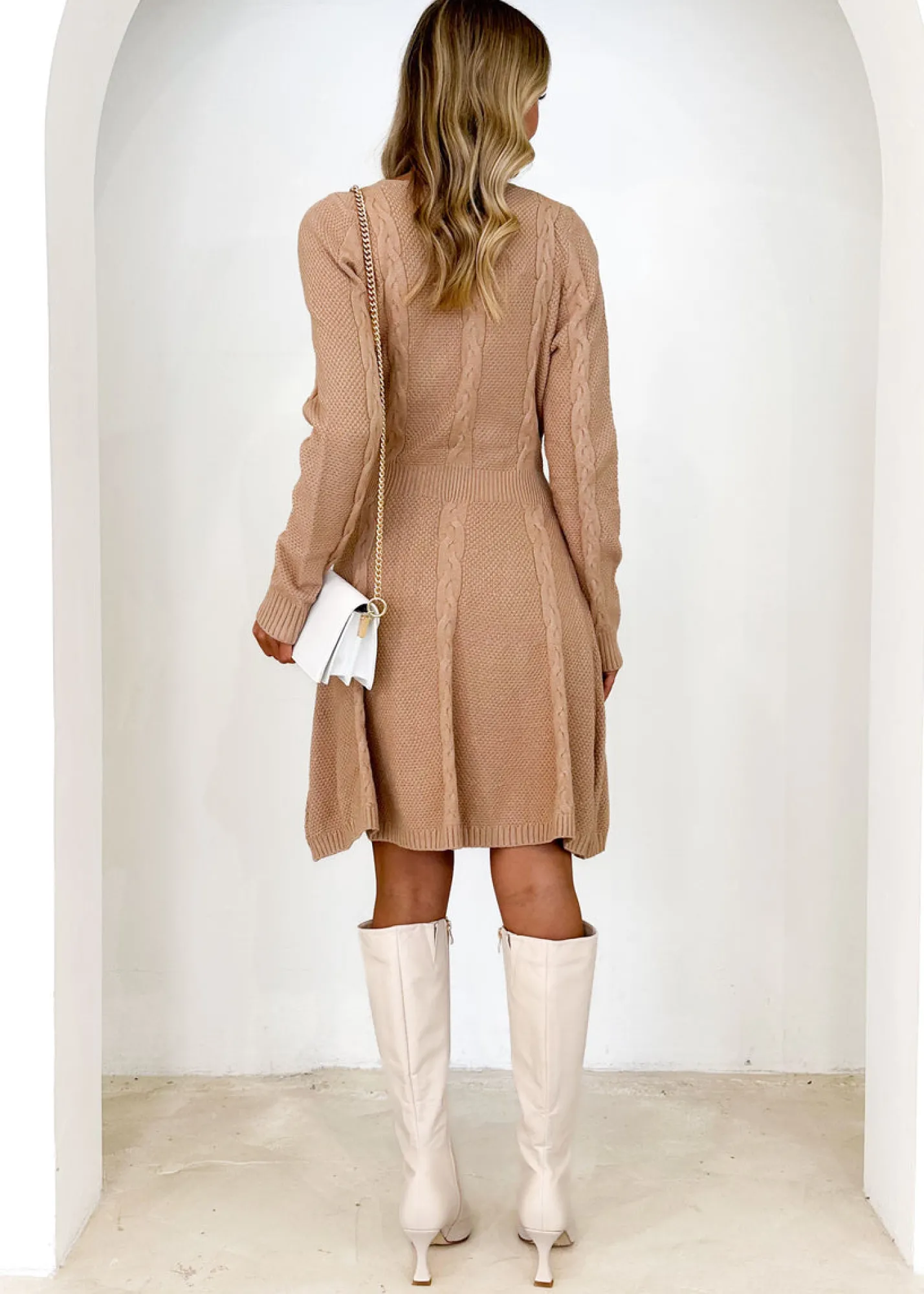 Women Gingham & Heels Knit Dresses>Gabriellah Tie Knit Dress