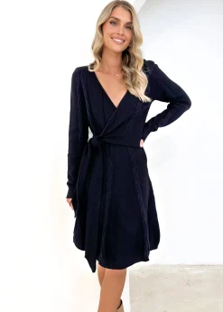 Women Gingham & Heels Knit Dresses>Gabriellah Tie Knit Dress