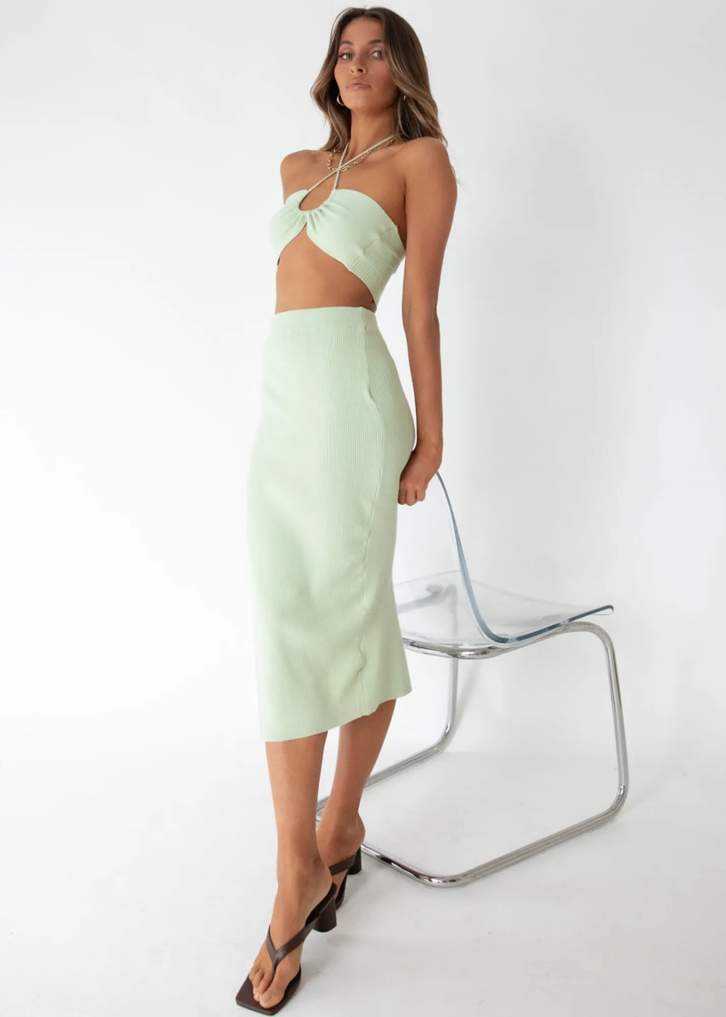 Women Gingham & Heels Skirts>High Spirits Knit Midi Skirt