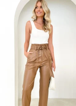 Women Gingham & Heels Pants>Ivella Leather Look Pants