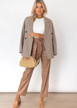 Women Gingham & Heels Pants>Ivella Leather Look Pants